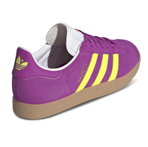 Adidas Gazelle Sneakers in Purple and Yellow with Gum Soles