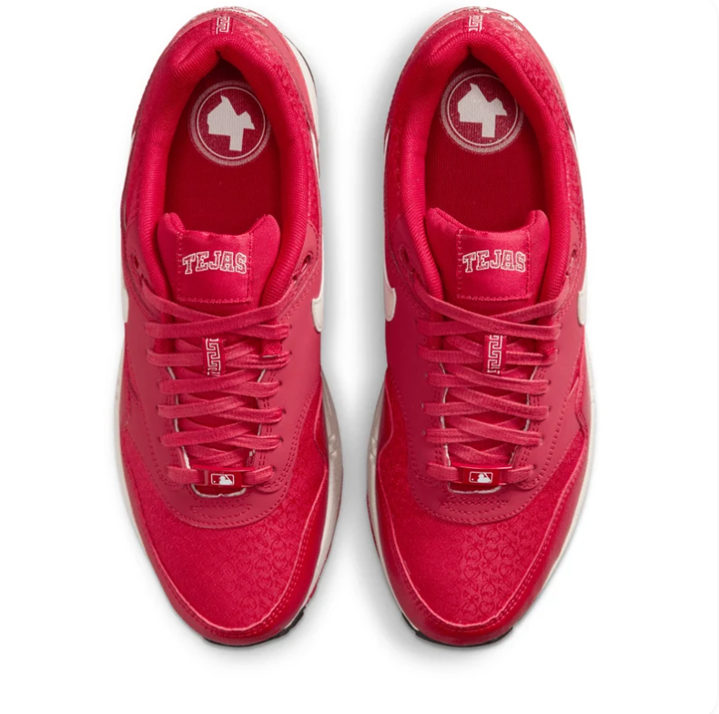 Nike Air Max 1 Sneakers in Red and Cream with Viva Tejas Detailing