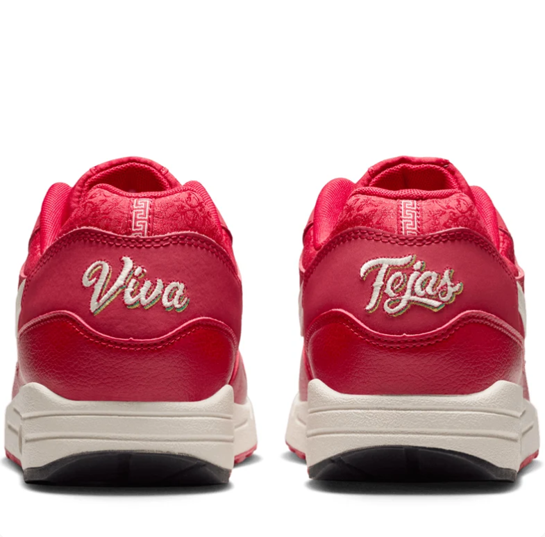 Nike Air Max 1 Sneakers in Red and Cream with Viva Tejas Detailing