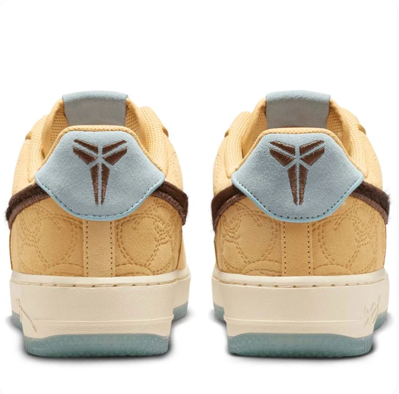 Nike Air Force 1 Low Sneakers in Wheat with Brown and Light Blue Accents
