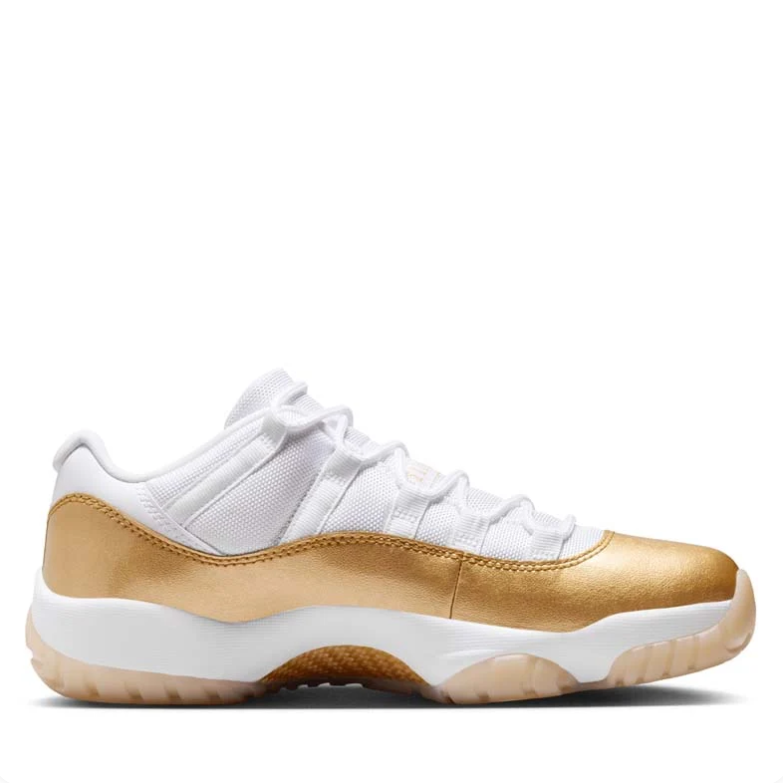 Air Jordan 11 Low Sneakers in White and Metallic Gold