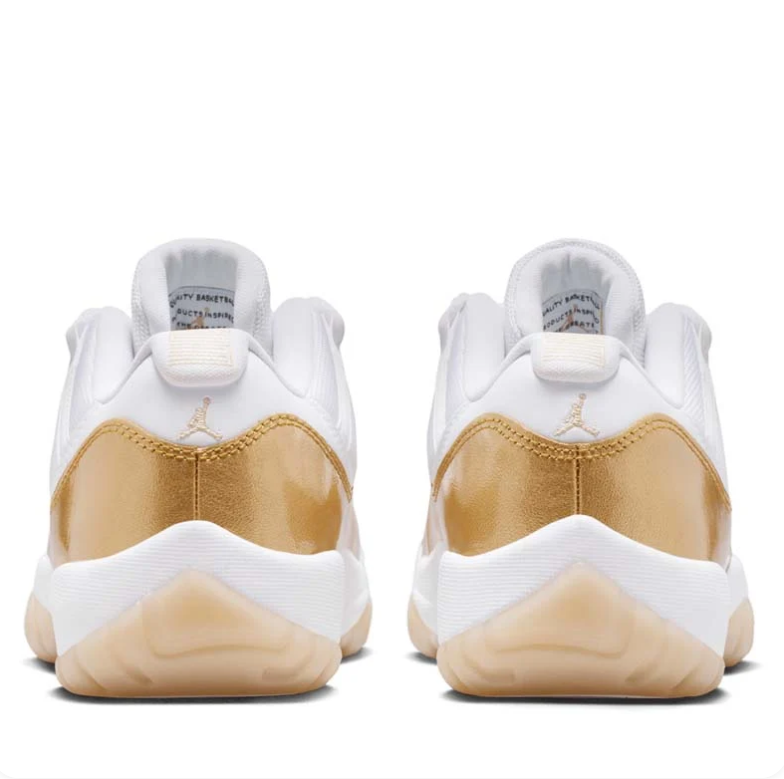 Air Jordan 11 Low Sneakers in White and Metallic Gold