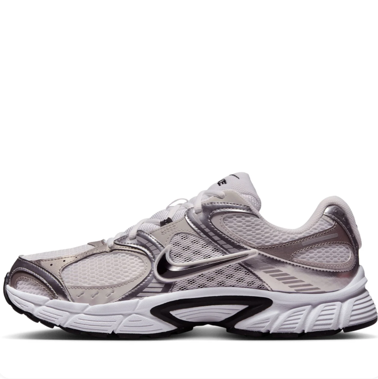 Nike Sneakers in White and Metallic Silver with Black Accents