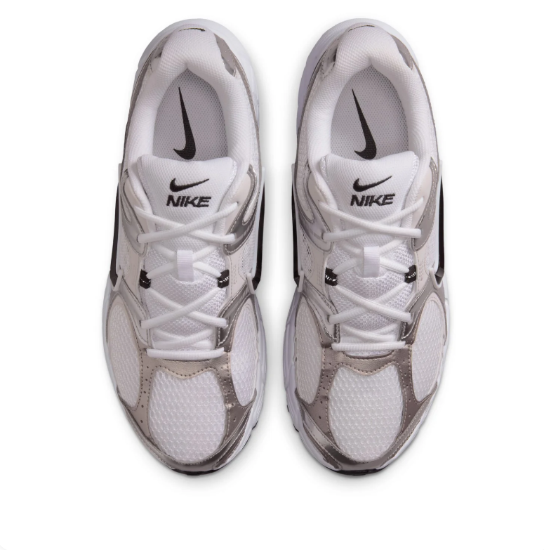 Nike Sneakers in White and Metallic Silver with Black Accents
