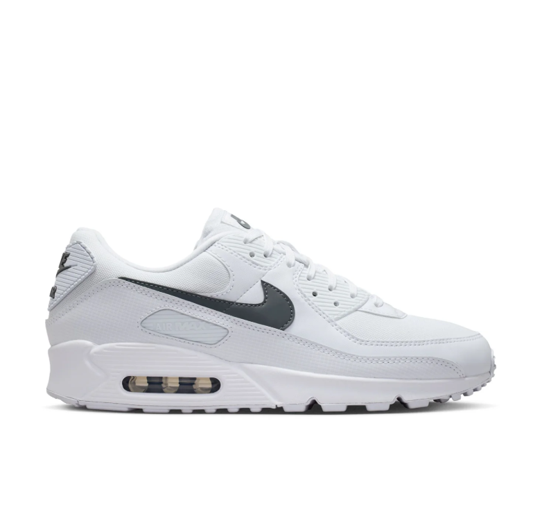 Nike Air Max 90 Sneakers in White with Dark Grey Swooshes