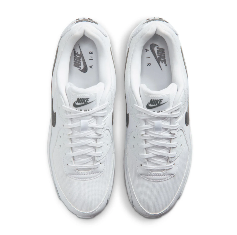 Nike Air Max 90 Sneakers in White with Dark Grey Swooshes