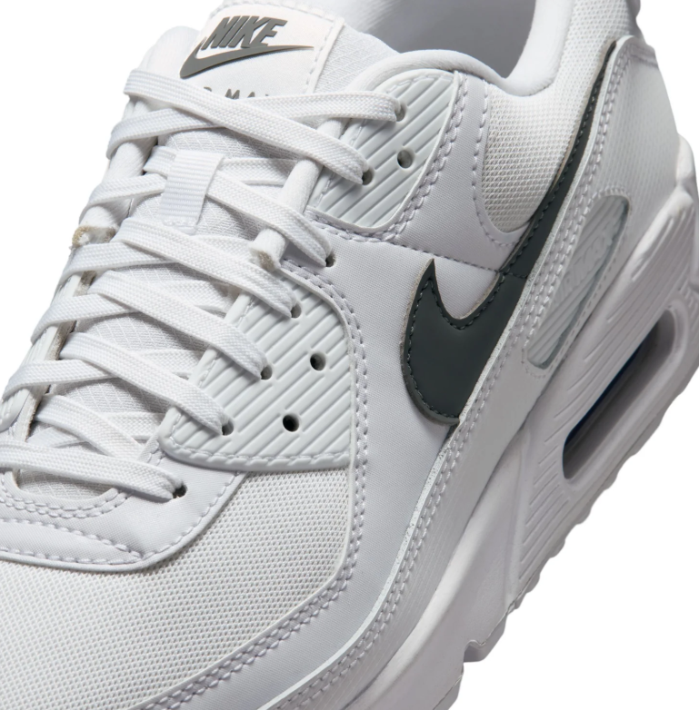 Nike Air Max 90 Sneakers in White with Dark Grey Swooshes