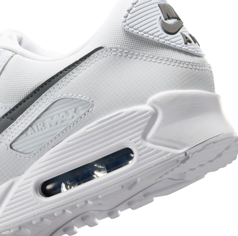 Nike Air Max 90 Sneakers in White with Dark Grey Swooshes