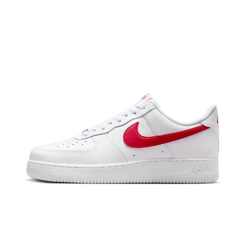 Nike Air Force 1 Low Sneakers in White with Red Swooshes