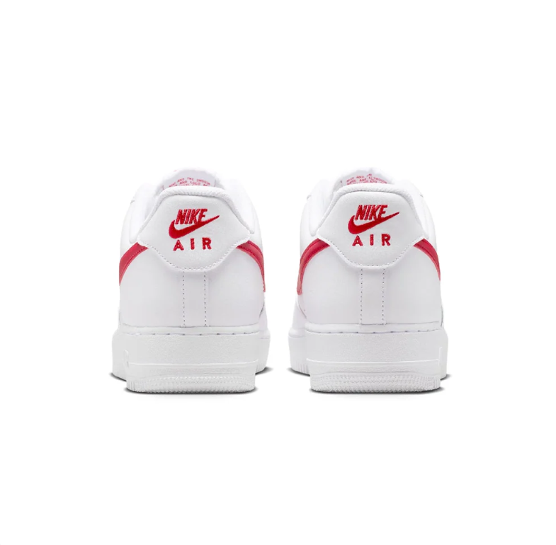 Nike Air Force 1 Low Sneakers in White with Red Swooshes