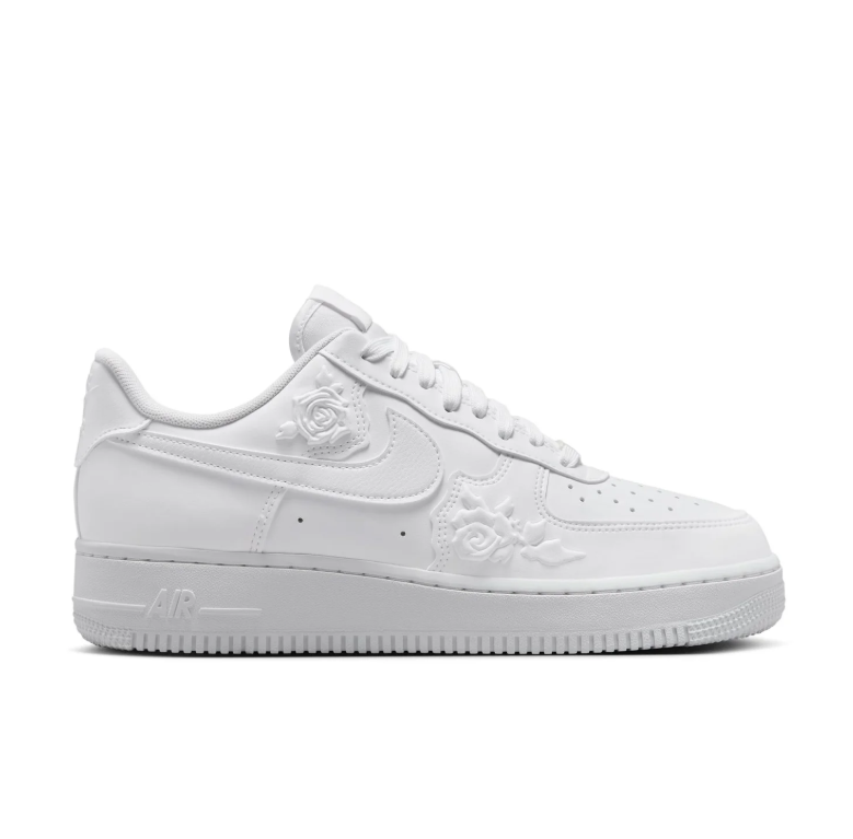 Nike Air Force 1 Low Sneakers in White with Raised Rose Detailing