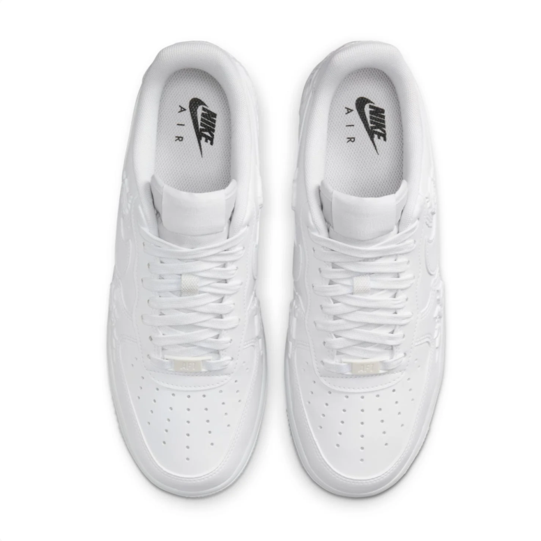 Nike Air Force 1 Low Sneakers in White with Raised Rose Detailing