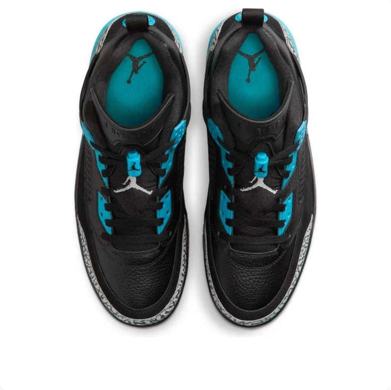 Air Jordan Spizike Low Sneakers in Black and Turquoise with Elephant Print