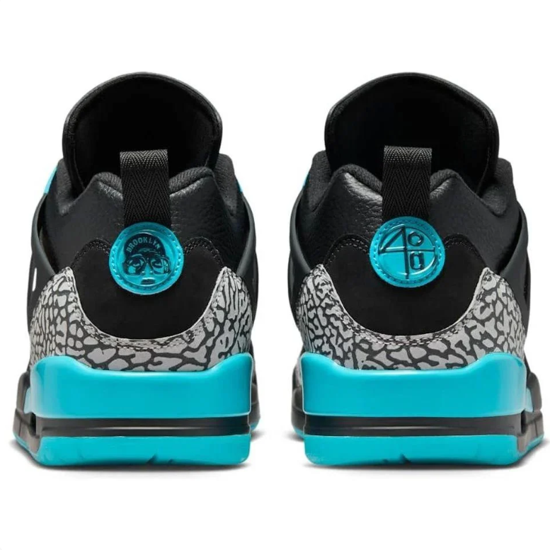 Air Jordan Spizike Low Sneakers in Black and Turquoise with Elephant Print