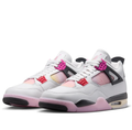 Air Jordan 4 Sneakers in Light Grey with Pink and Yellow Accents