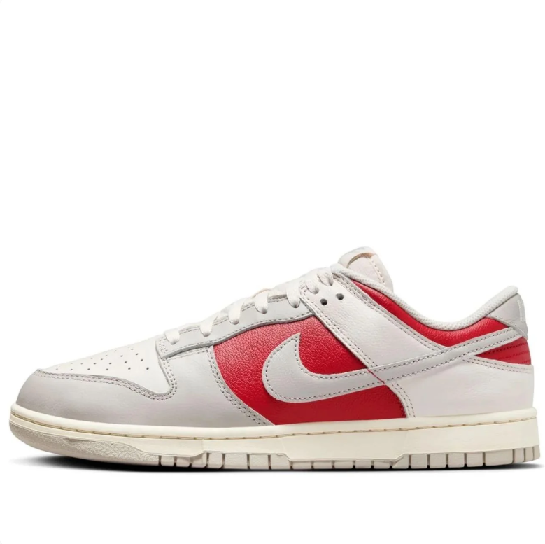Nike Dunk Low Sneakers in Light Grey, White and Red