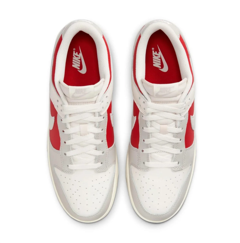 Nike Dunk Low Sneakers in Light Grey, White and Red