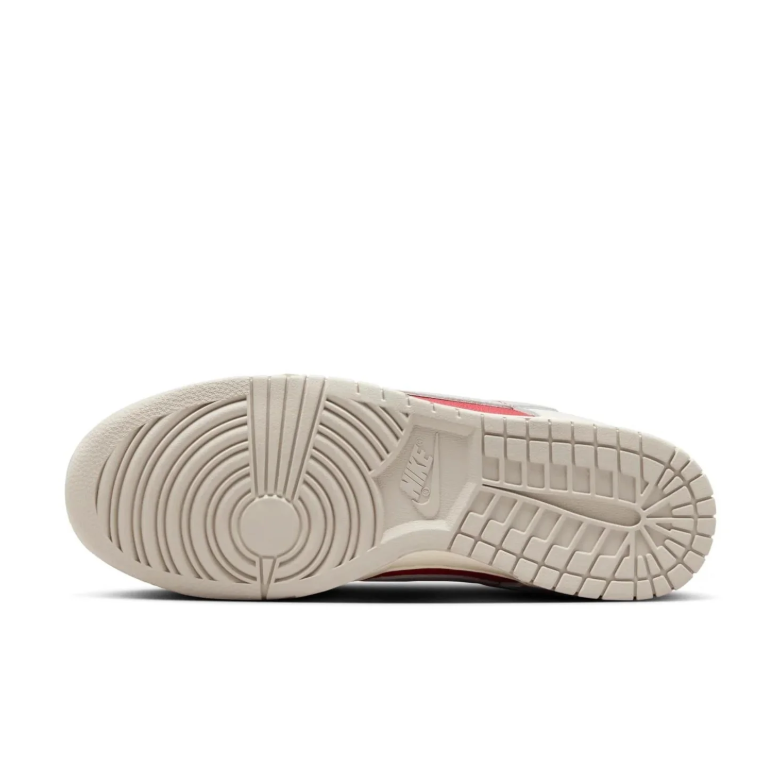 Nike Dunk Low Sneakers in Light Grey, White and Red