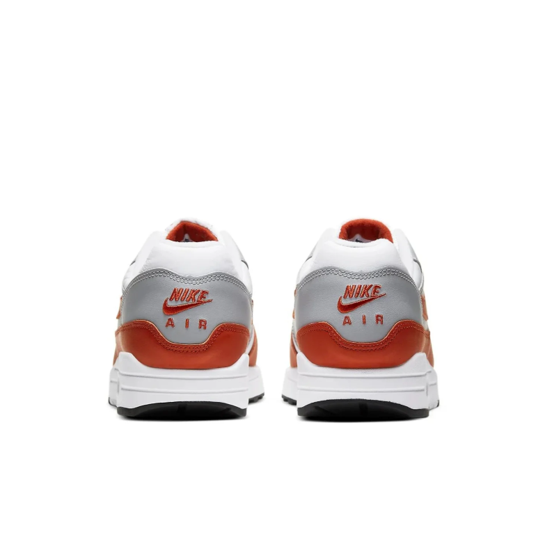 Nike Air Max 1 Sneakers in White, Light Grey and Rust Red
