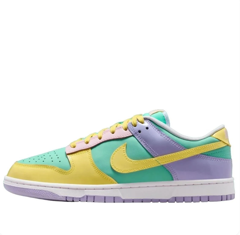 Nike Dunk Low Sneakers in Pastel Mint, Yellow, Lavender and Pink