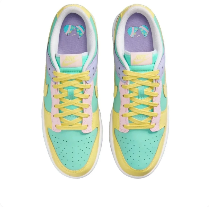 Nike Dunk Low Sneakers in Pastel Mint, Yellow, Lavender and Pink