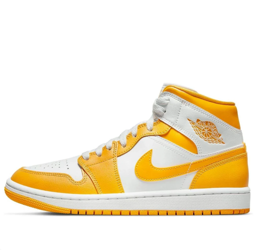 Air Jordan 1 Mid Sneakers in Golden Yellow and White