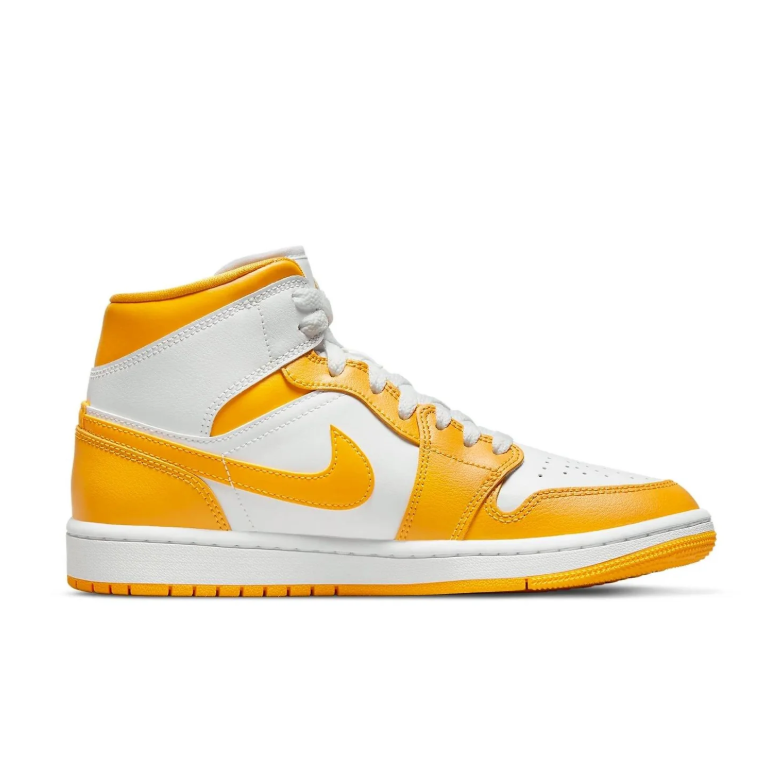 Air Jordan 1 Mid Sneakers in Golden Yellow and White
