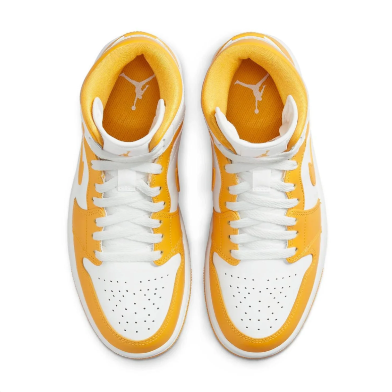 Air Jordan 1 Mid Sneakers in Golden Yellow and White