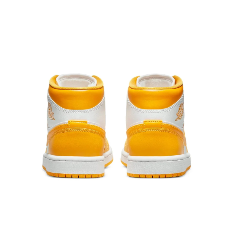 Air Jordan 1 Mid Sneakers in Golden Yellow and White