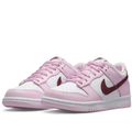 Nike Dunk Low Sneakers in Pink and White with Burgundy Swooshes