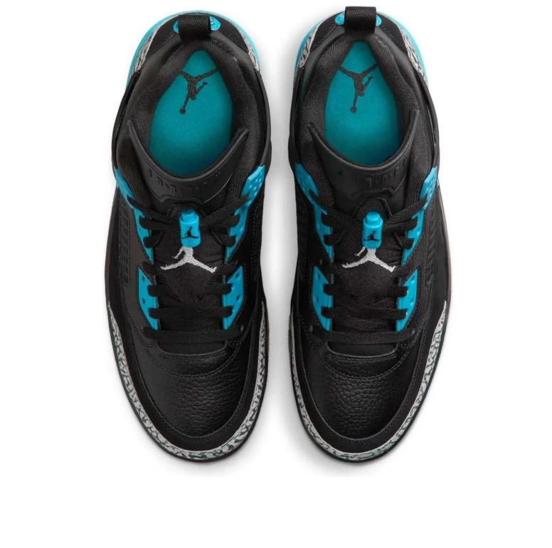 Air Jordan Spizike Low Sneakers in Black and Turquoise with Elephant Print