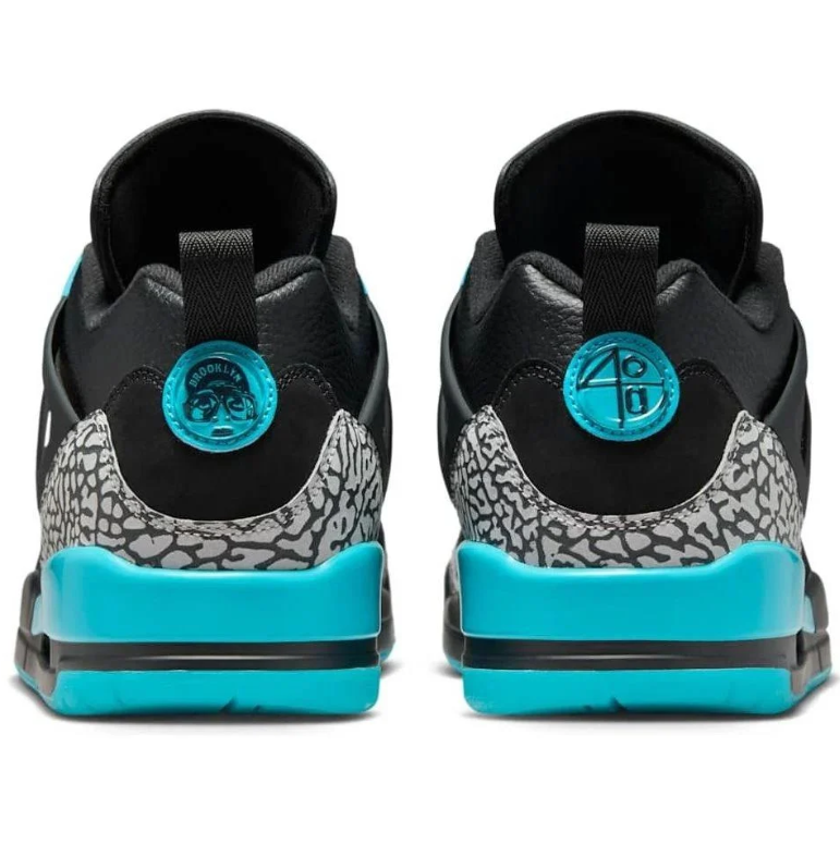 Air Jordan Spizike Low Sneakers in Black and Turquoise with Elephant Print
