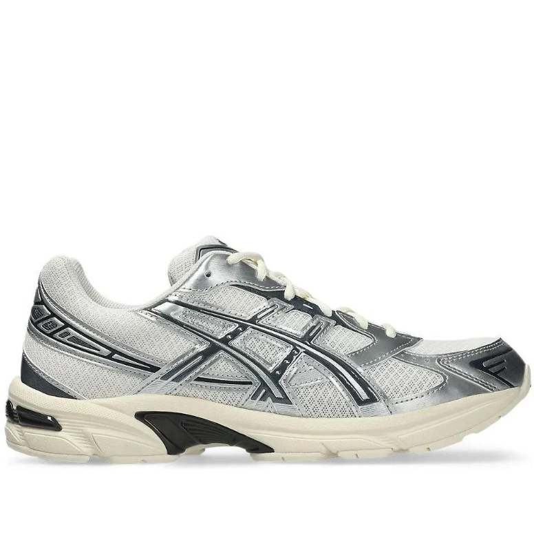 ASICS Sneakers in Silver and White with Black and Cream Accents