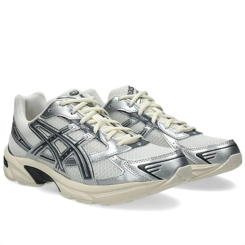 ASICS Sneakers in Silver and White with Black and Cream Accents