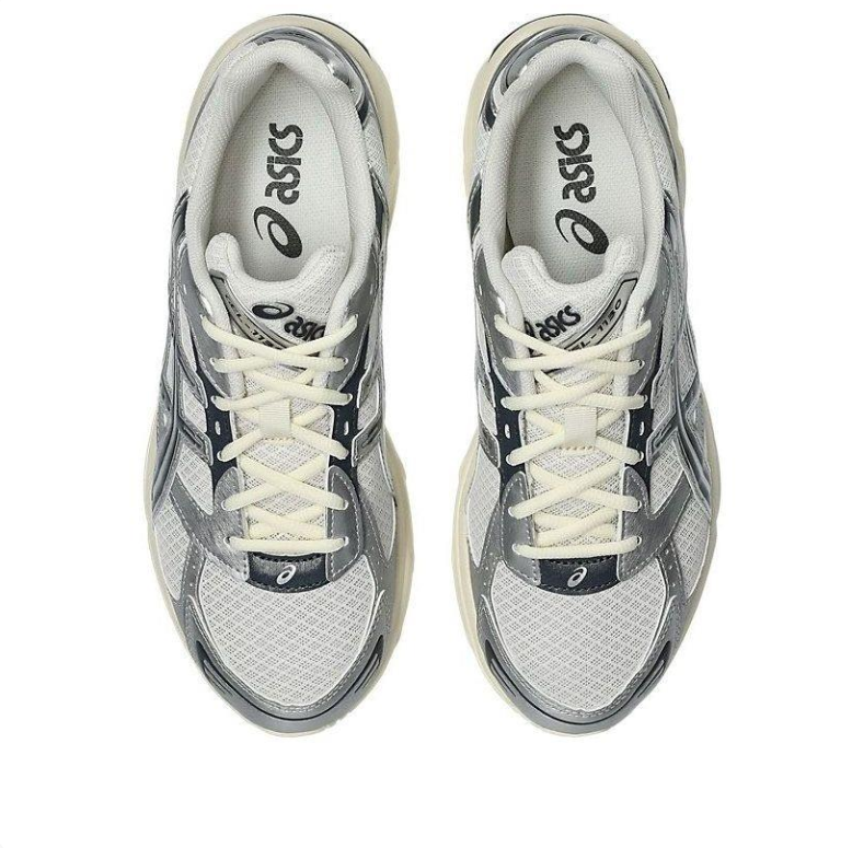 ASICS Sneakers in Silver and White with Black and Cream Accents