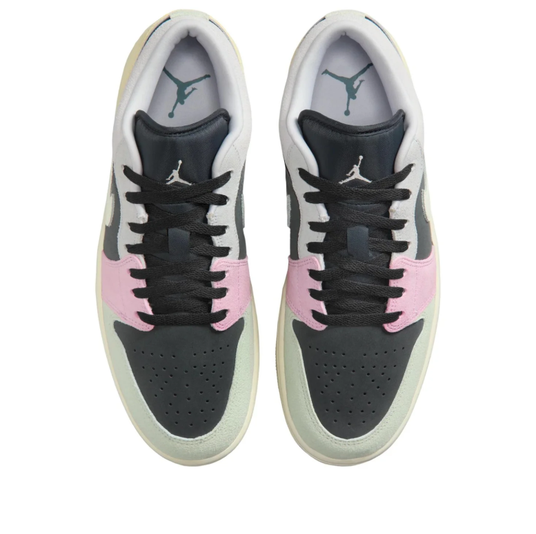 Air Jordan 1 Low Sneakers in Black with Pastel Color-Block Detailing