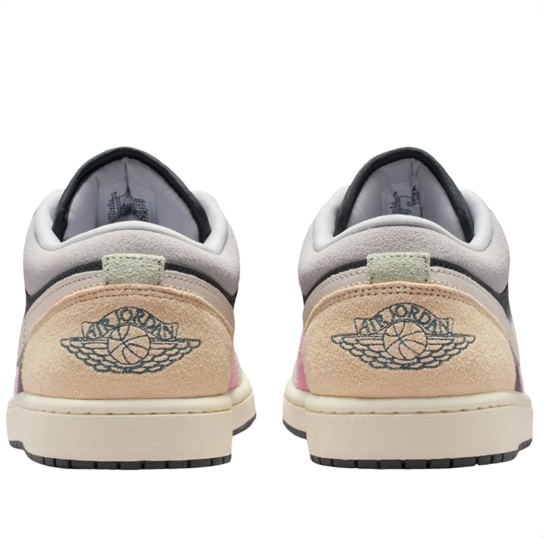 Air Jordan 1 Low Sneakers in Black with Pastel Color-Block Detailing