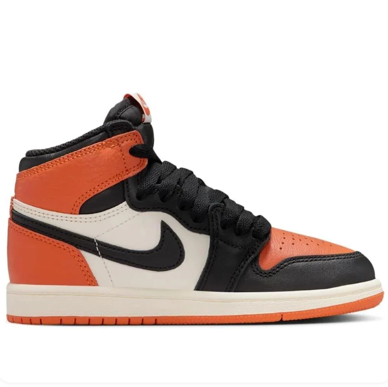 Air Jordan 1 High Sneakers in Orange, Black and Sail