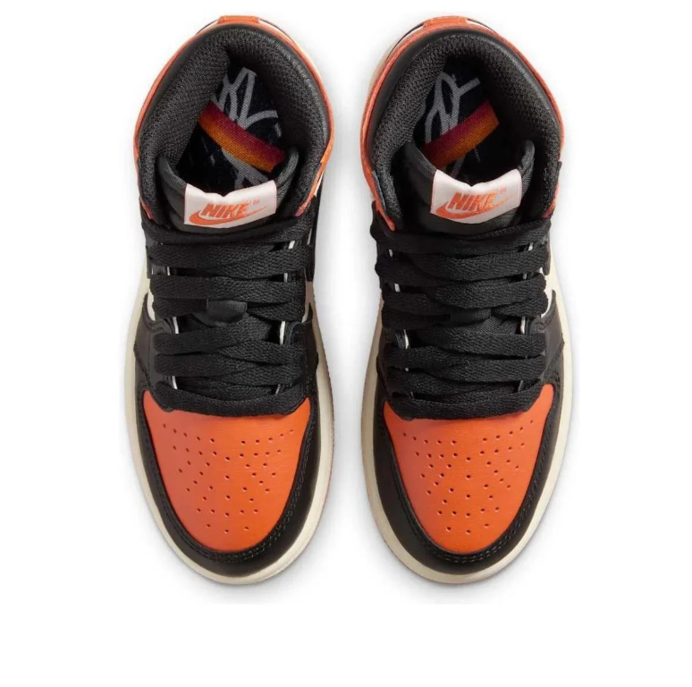 Air Jordan 1 High Sneakers in Orange, Black and Sail
