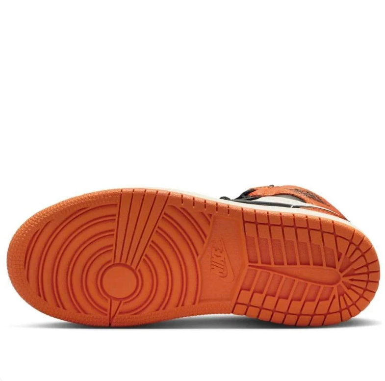 Air Jordan 1 High Sneakers in Orange, Black and Sail