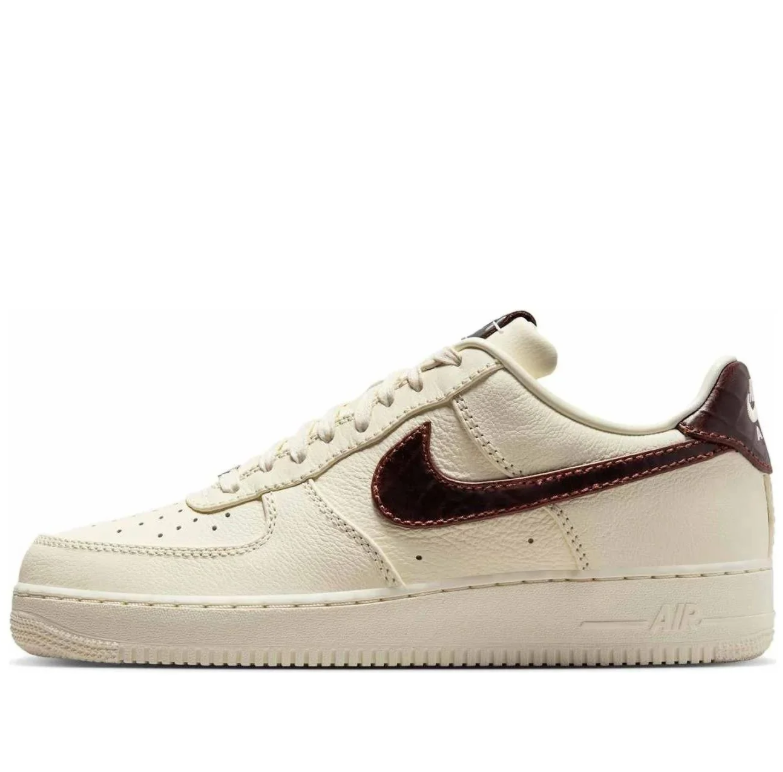 Nike Air Force 1 Low Sneakers in Cream and Dark Brown