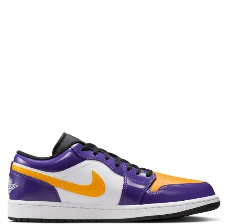 Air Jordan 1 Low Sneakers in Purple, Gold and White