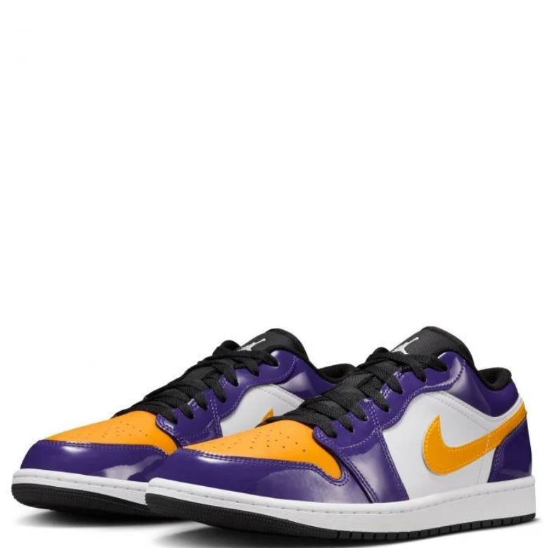Air Jordan 1 Low Sneakers in Purple, Gold and White