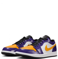 Air Jordan 1 Low Sneakers in Purple, Gold and White