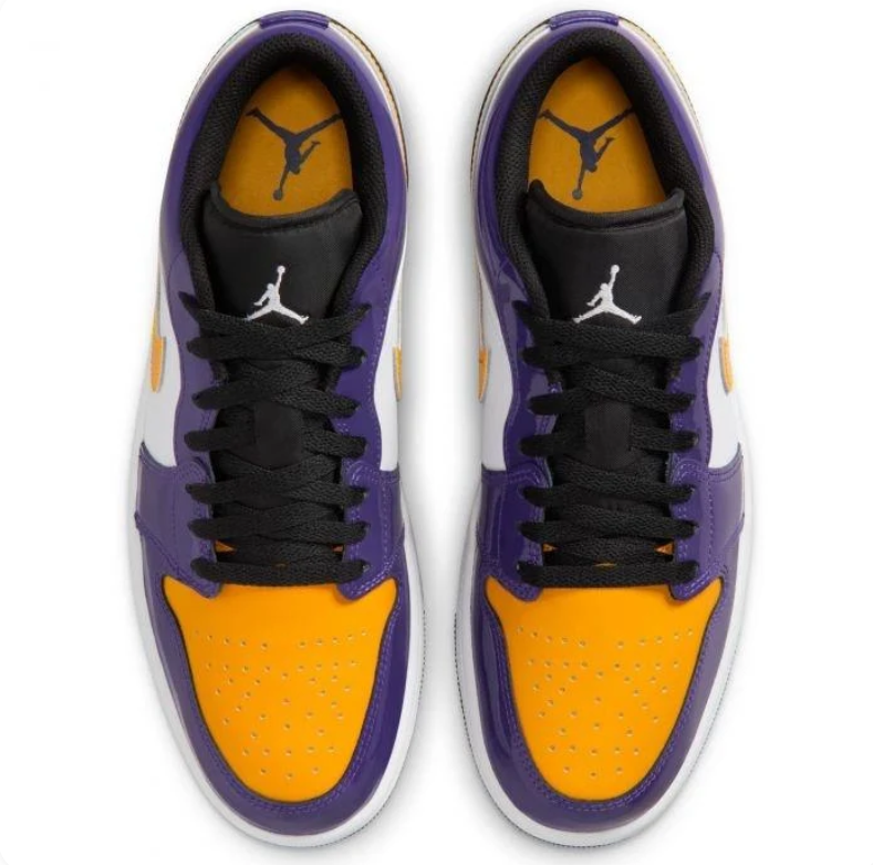 Air Jordan 1 Low Sneakers in Purple, Gold and White
