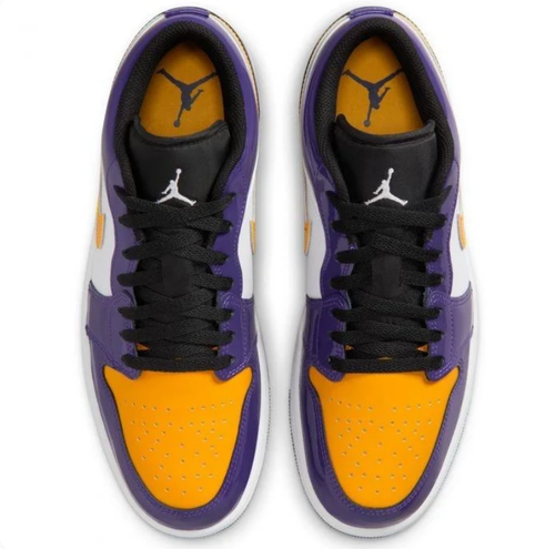 Air Jordan 1 Low Sneakers in Purple, Gold and White