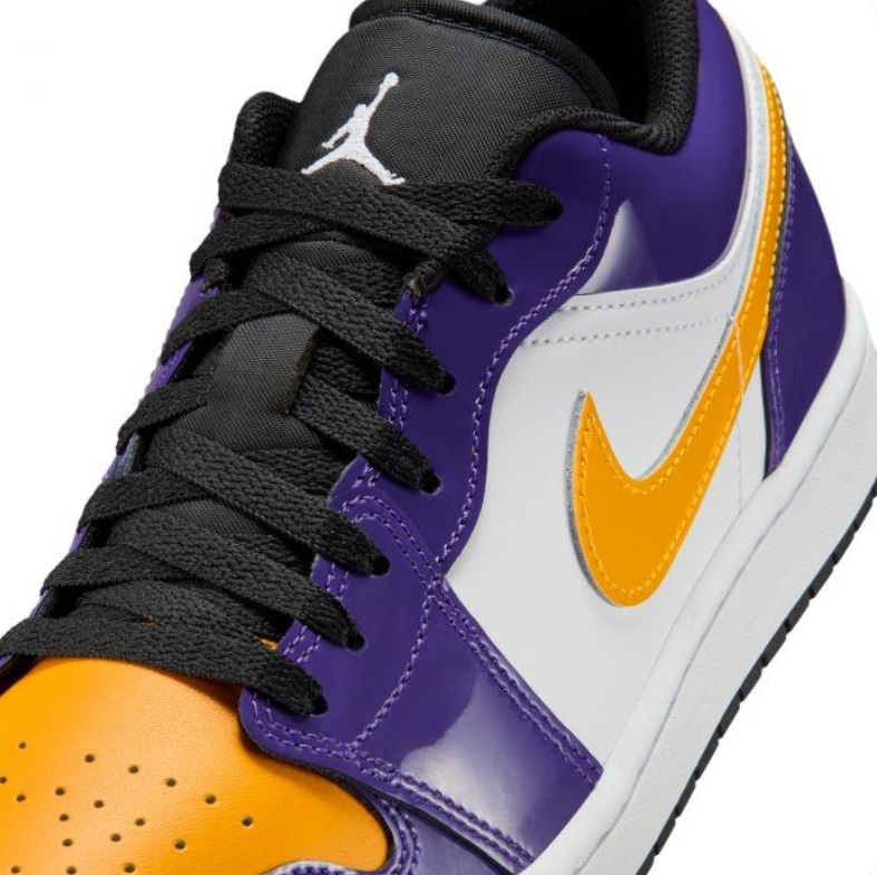 Air Jordan 1 Low Sneakers in Purple, Gold and White