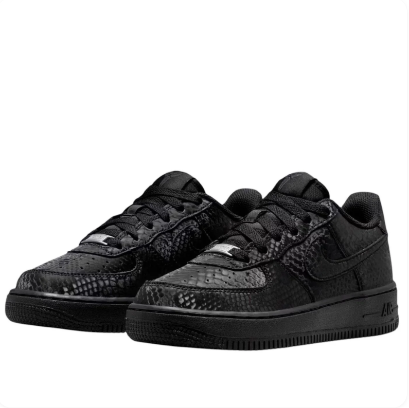 Nike Air Force 1 Low Sneakers in Black with Snakeskin-Pattern Detailing
