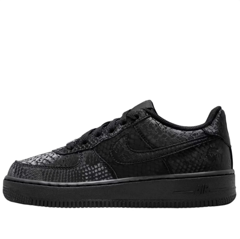 Nike Air Force 1 Low Sneakers in Black with Snakeskin-Pattern Detailing