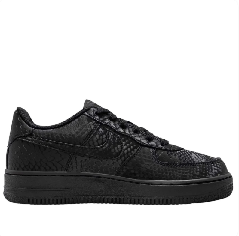 Nike Air Force 1 Low Sneakers in Black with Snakeskin-Pattern Detailing
